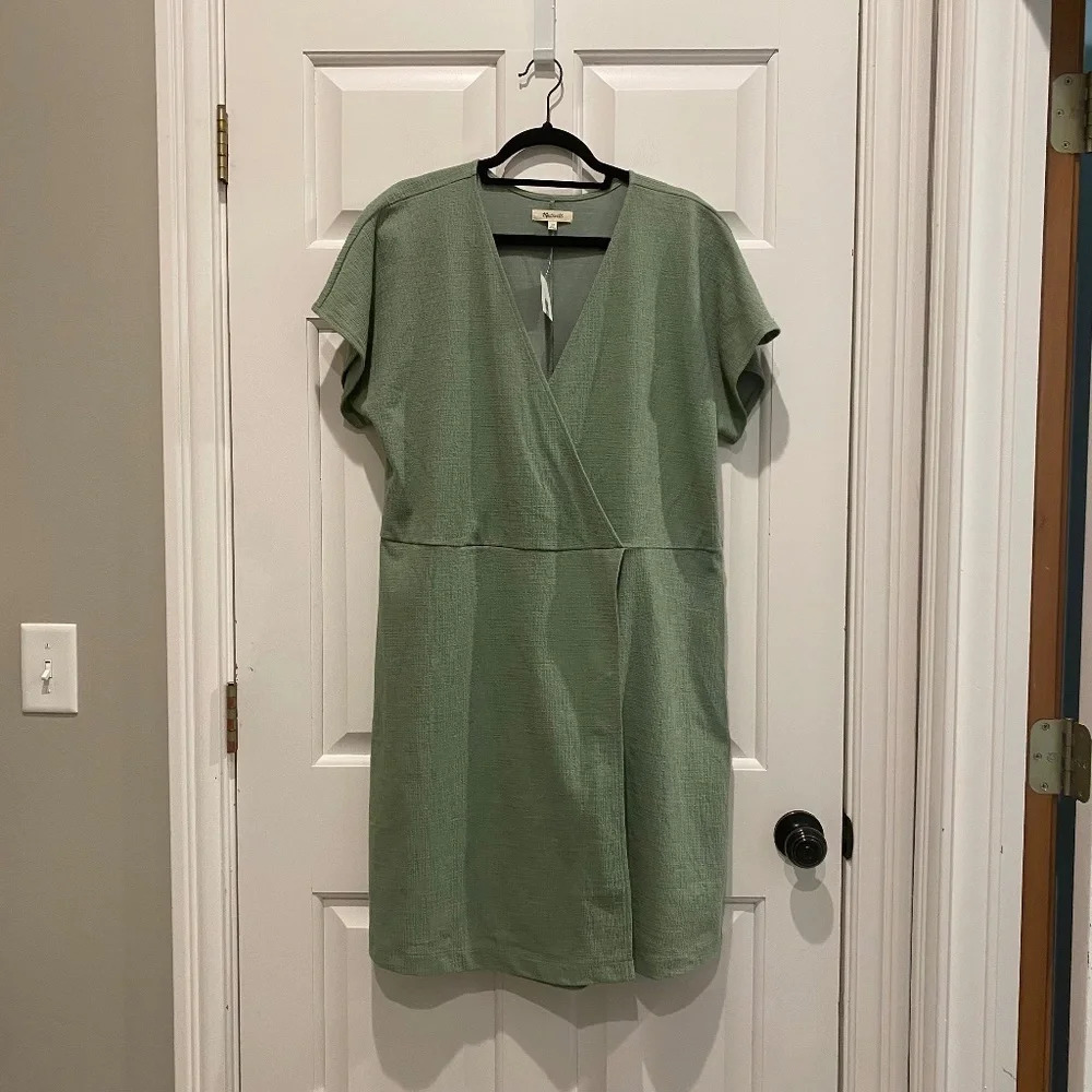 New! Madewell V-neck Wrap Dress, light green nwt 16314 - Picture 2 of 11